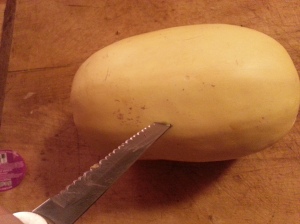 Pierce the squash all over with a knife to allow steam to escape